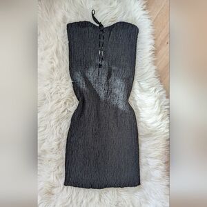 NWT Cefian Strapless Sweetheart Neckline Smocked Little Black Mini Dress